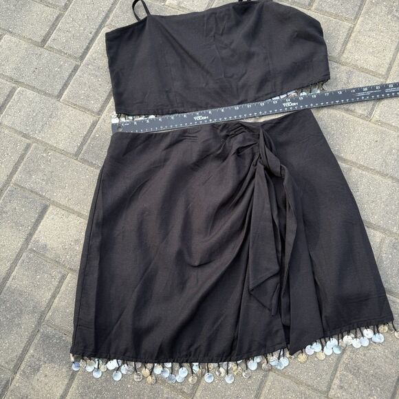 JASON WU Mother Of Pearl Beaded Sea Shell Linen Rayon Crop Top + Skirt SET NWT 6 - Picture 7 of 15